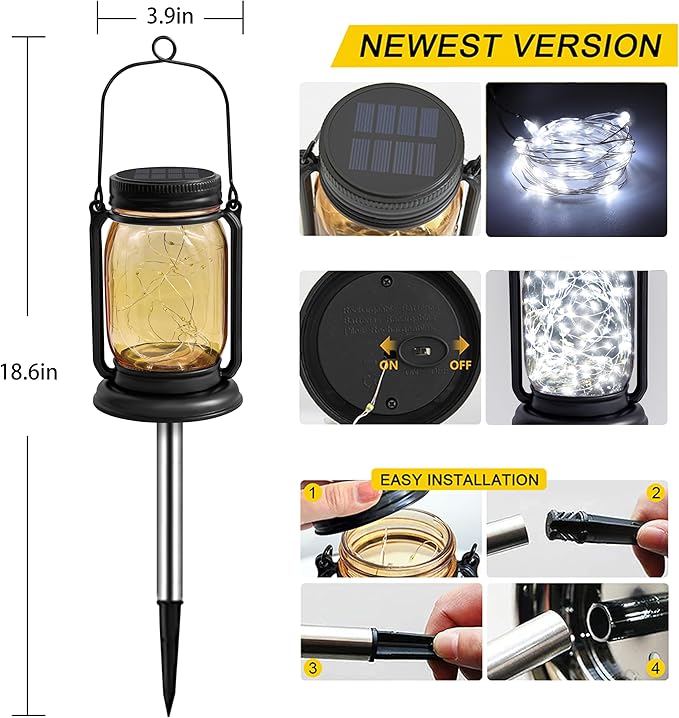 Garden Solar Lantern Set 4-Pack, Decorative Porch Lighting