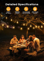 Brightown Outdoor String Lights, 100ft ST38 Shatterproof LED Patio Lights, Dimmable IP65 Waterproof