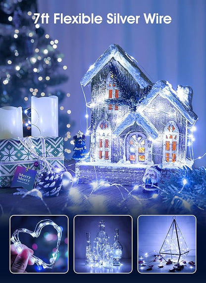 7ft White String Lights for Patio, Waterproof LED