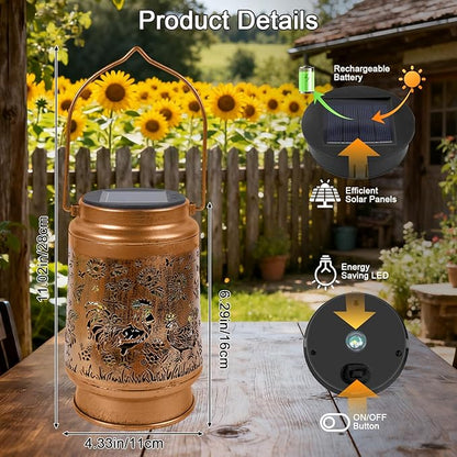 Chicken Gifts Solar Lanterns - Chicken Solar Lanterns Outdoor Waterproof, Farm Animal Coop Metal LED Hanging Solar Lights Lamp for Yard Patio Lawn Tabletop Garden Decor Christmas Mother‘s Day
