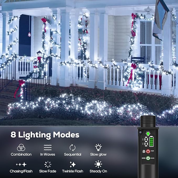 Rechargeable Battery Twinkle Lights with Remote, 2 Pack Total 66ft 200 LED Rechargeable Battery Operated String Lights Waterproof, Christmas Light Outdoor Indoor for Chirsmas Tree Decor(Cool White)