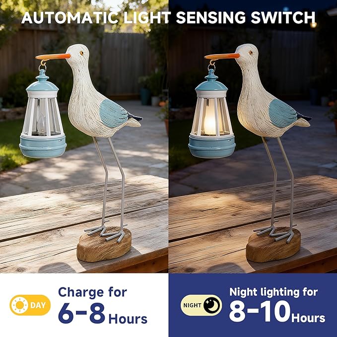 Solar Seagull Statues for Garden and Home Decor,Funny Garden Decor Beach,Pool,Patio,Lawn,Yard,Porch,Perfect Garden Gift