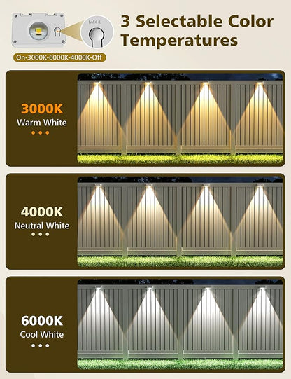 VOLISUN Solar Fence Lights, Fence Lights Solar Powered, IP65 Waterproof LED, 3 Color Temperatures Solar Light for Fence, Yard, Wall, Backyard (12 Pack, White)