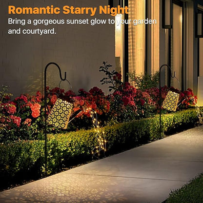 Outdoor Solar Watering Can with Lights Garden Decor Large Solar Powered Lanterns Hanging Waterproof LED Decorative Retro Metal Kettle String Lights for Table Yard Pathway Walkway Gardening Gifts