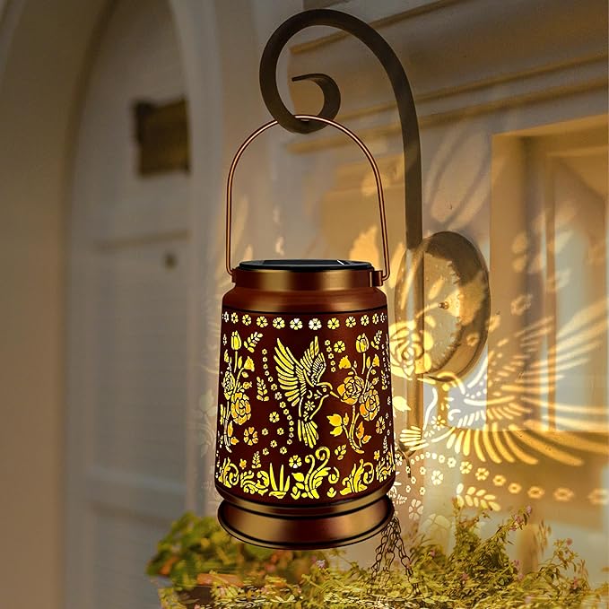 Metal Hummingbird Solar Lanterns for Outdoor, Waterproof LED
