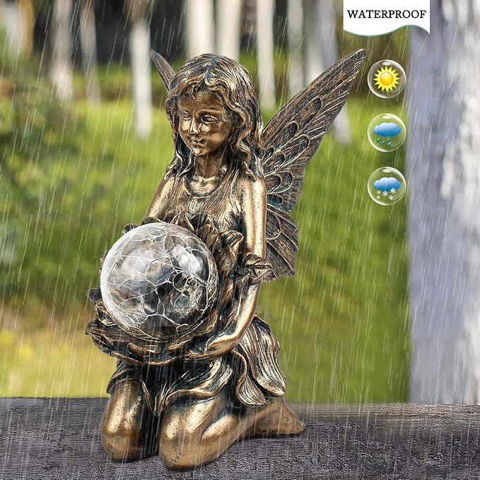 Solar Flower Statue Light 8.31", Yard Decor