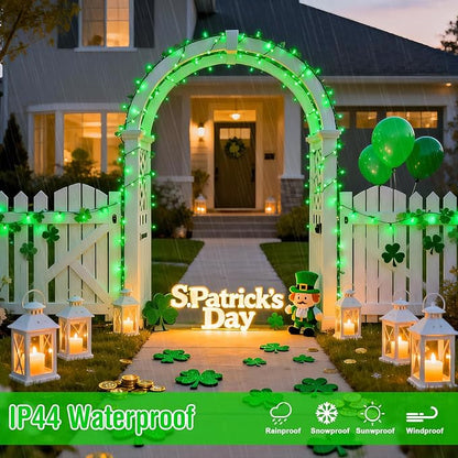 JMEXSUSS 2 Pack Green Christmas Lights for St Patrick, Each 33 FT 100 LED Green Battery Operated Lights, Battery Operated String Light Outdoor for Outside St Patrick Decoration Tree House Garden Decor