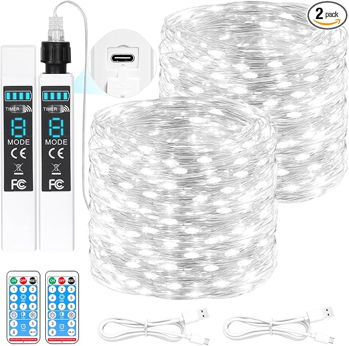 132ft Christmas LED String Lights, Waterproof Timer Lights