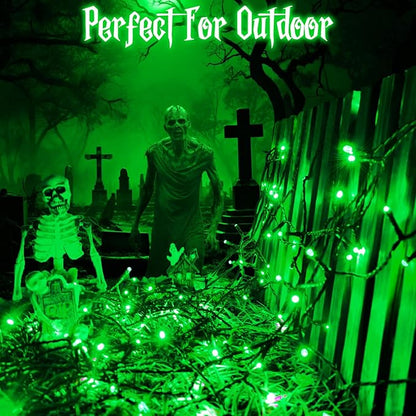 Christmas Lights String Total 100LED Battery Operated Outdoor 8 Modes with Timer 16.4Ft*2, 50LED*2 Waterproof Fairy Lights Indoor for Christmas Decor, Green, 2-Pack