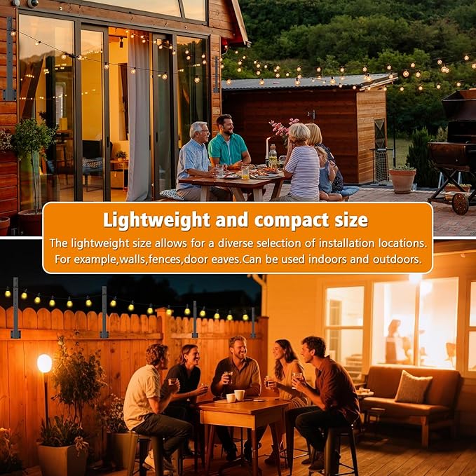 AILBTON 10 Pack 2.8Ft String Light Poles,Light Poles for Outside String Lights,Outdoor Light Poles with Fence Bracket,Metal Pole Stand for Patio,Backyard,Deck