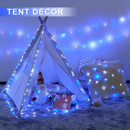 2-Pack 33ft Christmas LED String Lights, Waterproof Timer Lights