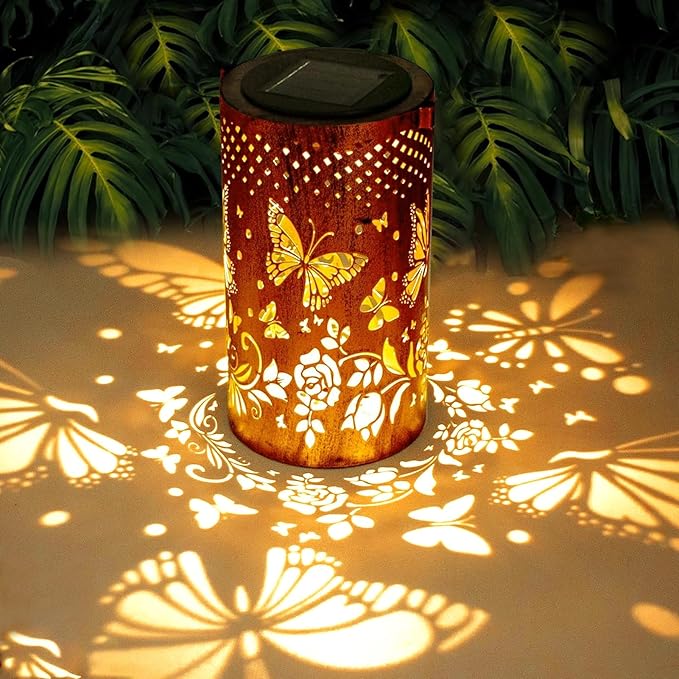 Butterfly Solar Lanterns Outdoor Waterproof Hanging Lights, Butterfly Gifts for Women Mom Grandma, Metal Decorative LED Solar Lanterns for Yard Patio Porch Balcony Garden Decor