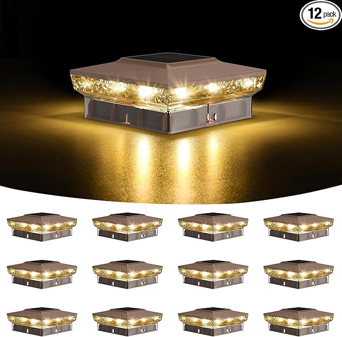 Solar Post Cap Lights, Cool White Waterproof
