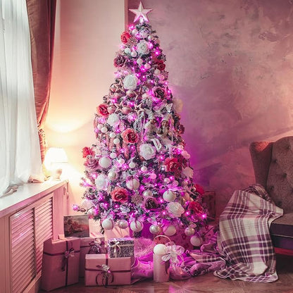 JMEXSUSS 33ft 100 LED Pink Battery Operated Lights with 8 Modes Remote, Pink String Lights Indoor Outdoor, Christmas String Light for Bedroom House Tree Party Porch Decor