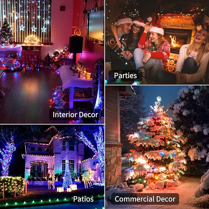 2-Pack 50 LED Christmas Twinkle Lights, Waterproof for Yard