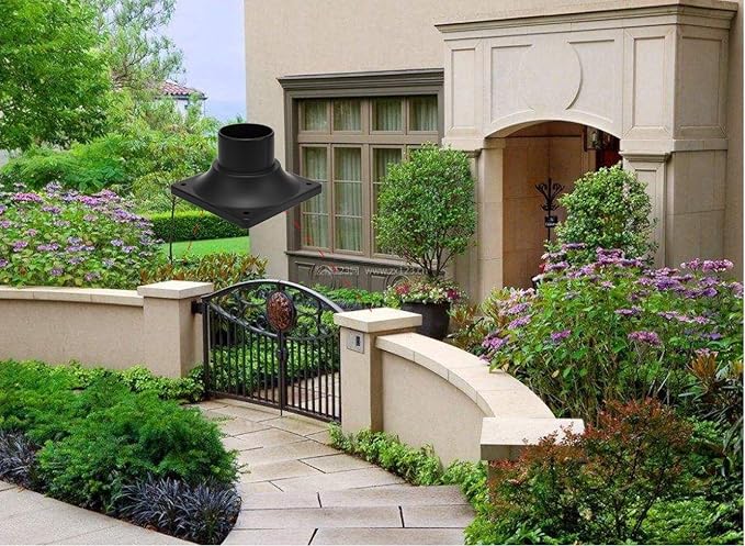 LIT-PaTH Outdoor Post Light Mounting Base, Pier Mount Base, 2-Pack, Black