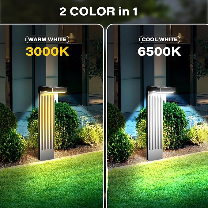 Solar Pathway Lights Outdoor 6Pack, 2 Color in 1 Motion Sensor Walkway Lights 400LM with Warm/Cool White, 12H Lasting, IP65 Waterproof Solar Landscape Lighting for Garden, Yard