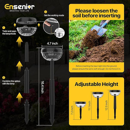 Ensenior 10-Pack Solar Lights Outdoor, Auto ON/Off 3000K LED Solar Garden Lights for Pathway, Yard, Patio, Walkway, Flower Bed, Halloween Christmas Landscape Lighting, IP65 Waterproof, Flag Lights