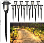 12-Pack Solar Pathway Lights, Waterproof LED Walkway Lights
