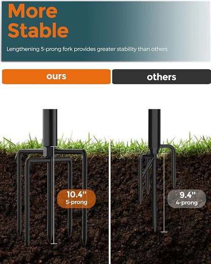 LAND·VOI Metal String Light Poles for Outside Hanging - Backyard, Garden, Patio, 4 Pack Lighting Stand with Adjustable Height for Outdoor Parties, Wedding, Extra-Long 5-Prong Claws, (10FT) FLP04B