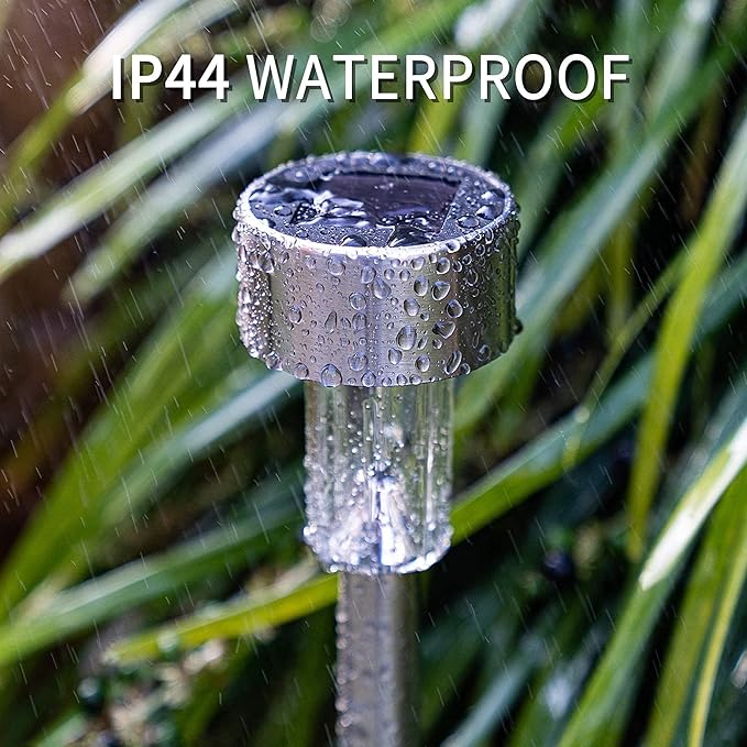 GIGALUMI Solar Pathway Lights, Stainless Steel IP44 Waterproof Auto On/Off Outdoor LED Solar Landscape Lights for Garden, Yard, Patio, Path and Walkway(20 Pack, Cold White)