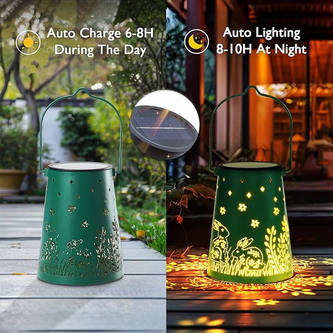 Rabbit Solar Hanging Lanterns, Classic Backyard Decor