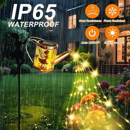 Solar Garden Fairy Watering Can Lights Outdoor IP65 Waterproof Watering Can Hanging Lanterns Garden Decor, Solar Powered LED Patio Yard Pathway Lights Fairy Gardening Gifts for Mom Women Birthday