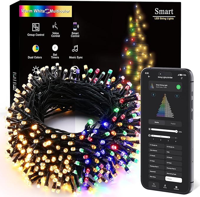66ft Christmas LED String Lights, Waterproof Timer Lights
