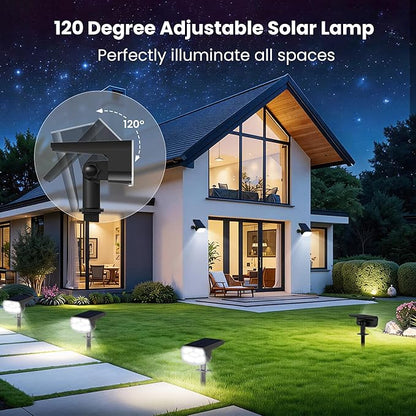 Solar Lights Outdoor Waterproof IP65, Super Bright LED,Cool Light 2 Lighting Modes Selectable, Solar Powered Yard Garden Solar Spot Lights for Outside Landscape Auto On/Off -8 Pack
