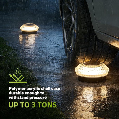 Solar Deck Lights Outdoor - IP67 Waterproof Solar Driveway Dock Lights, 12PK Solar Pthway Lights, Outdoor Warning Step Lights for Driveway Sidewalk Garden Pathway Yard Stair Backyard Decor(Warm White)