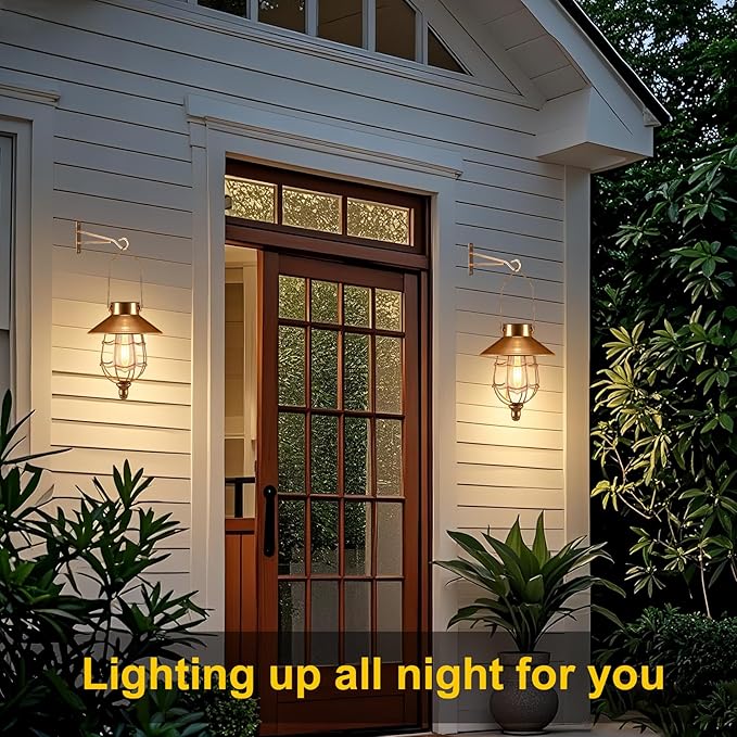 Solar Courtyard Lanterns 2-Pack, Porch Hanging LED Decor