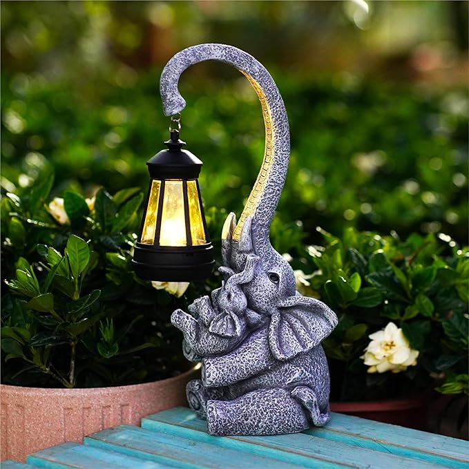 Solar Elephant Garden Statue Light, Outdoor Decor