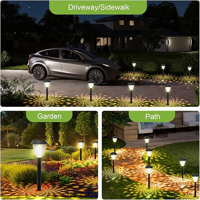 16-Pack Solar Path Lights, Outdoor Yard LED