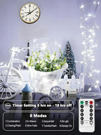 4-Pack 33ft Christmas LED String Lights, Waterproof Timer Lights
