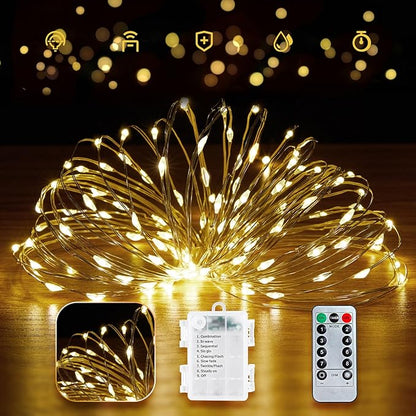 200 LED Christmas Twinkle Lights, 66ft Waterproof for Porch