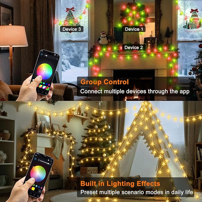 33ft Christmas LED String Lights, Waterproof Timer Lights