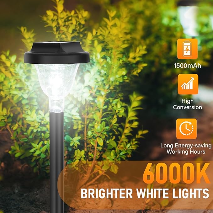 Siatom Solar Pathway Lights 10 Pack, Bright Solar Path Lights Outdoor Waterproof IP65, Walking Path Solar Lights for Outside, Garden, Lawn, Walkway, Yard (Cold White)