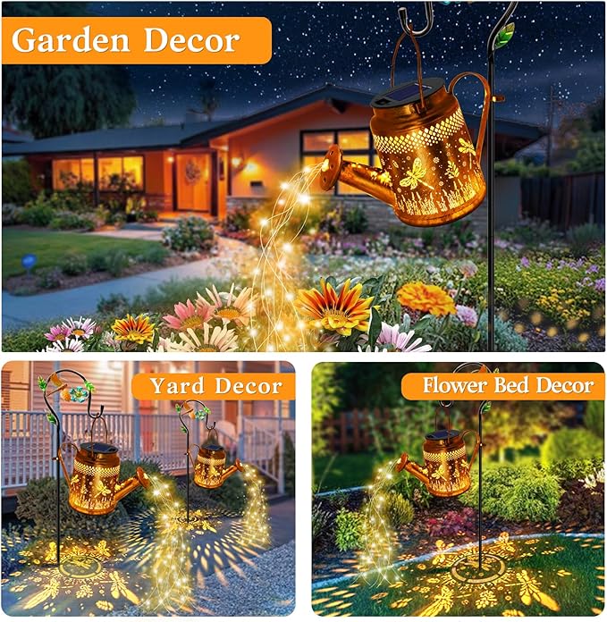 Metal Dragonfly Solar Lanterns for Yard, Waterproof LED