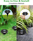 12-Pack Warm White In-Ground Solar Lights, Flat LED Garden
