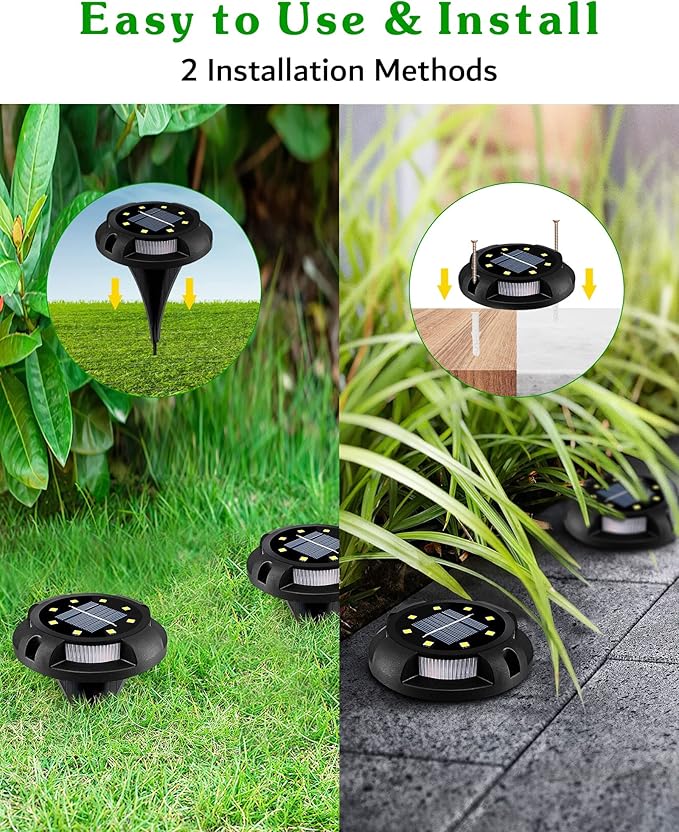 12-Pack Solar Ground Disk Lights, Blue Waterproof LED