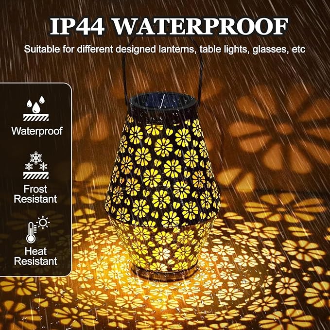 2-Pack Solar Light Replacement Top, Replacement Solar Light Parts for Lantern (Top 3.23 Inch, Bottom 2.9 Inch), Waterproof LED Replacement for Outdoor Garden, Pathway, Yard Lights & Decor