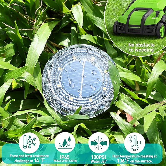 Solar Ground Lights,Solar Disc Light Outdoor Waterproof,Landscape Lighting Garden Lights for Pathway, Yard, Deck, Lawn, Patio, Swimming Pool, Walkway(Cool, 12Pack)