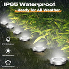 18-Pack Solar Ground Disk Lights, Cool White Waterproof LED