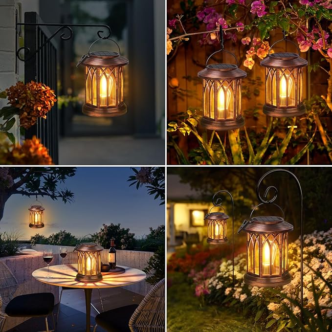Courtyard Solar Lantern Set 6-Pack, Metal Garden Lighting