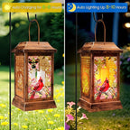 Charming Cardinal Solar Lanterns for Backyard, Waterproof LED