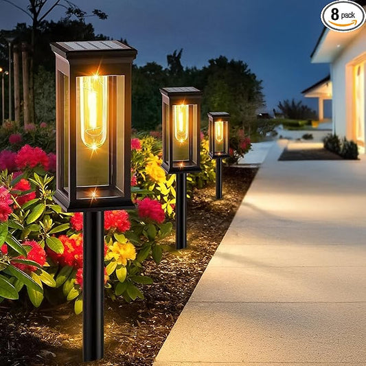 8 Pack Solar Pathway Lights Outdoor,IP65 Waterproof - Bright Solar Lights Outdoor,Auto On/Off Pathway Lights Solar Powered,Solar Path Lights for Walkway Driveway Garden