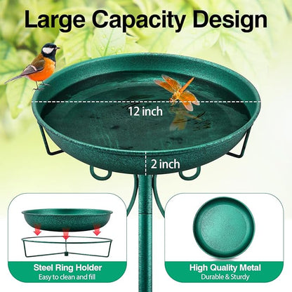 Freestanding Bird Bath, Heavy-Duty Metal
