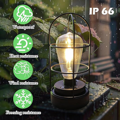 Solar Lanterns, Waterproof Solar Lights Lantern Tabletop Decor,Classic Outdoor Lighting for Yard Garden Patio Porch Balcony Decorations 2 Pack