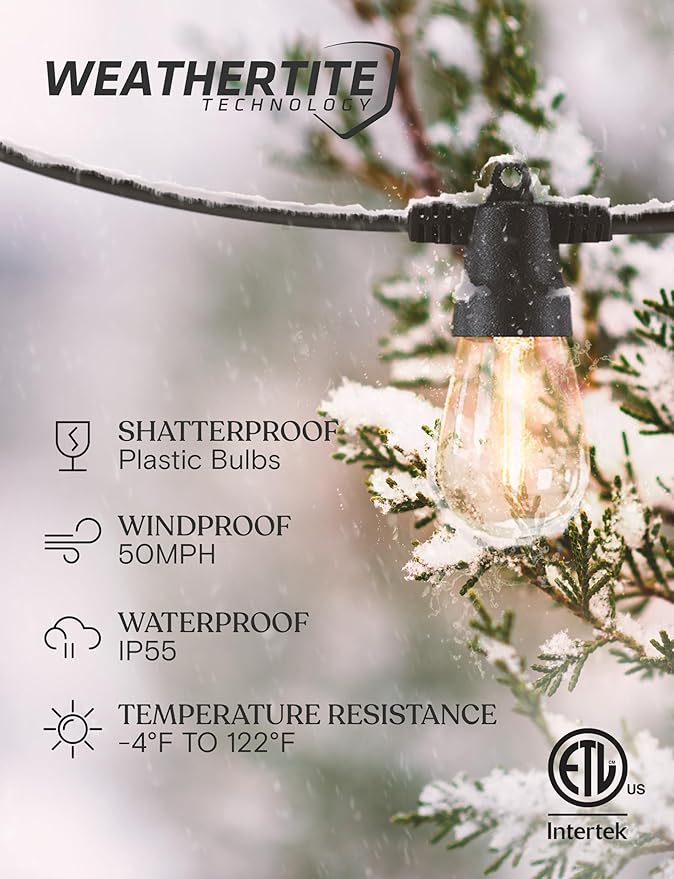 Outdoor String Lights, Waterproof LED