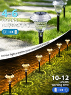 Solar Walkway Path Lights 8-Pack, Waterproof